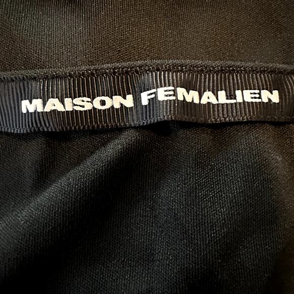 Maison Femalien Overall Dress Plunge V Neck Evening Chic Glam Black Small - Picture 2 of 4